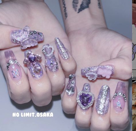 Liner Nail Art, Cute Nails Acrylic, Violet Nails, Asian Nails, Nail Art For Beginners, Nails Aesthetic, Pretty Gel Nails, Really Cute Nails, Unique Acrylic Nails