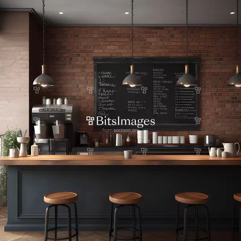 Writing On Blackboard, Coffee Shop Interior, Beautiful Letters, Red Brick Wall, Coffee Shops Interior, Brand Refresh, Coffee Espresso, Wooden Design, Rooftop Bar