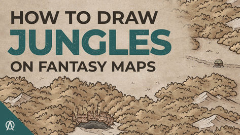 How to draw jungles on fantasy maps - video tutorial Fantasy Map Drawing Ideas, Fantasy Cartography, Hex Map, Thing To Draw, Map Drawing, Fantasy Map Making, Map Making, Fantasy Maps, Drawn Map