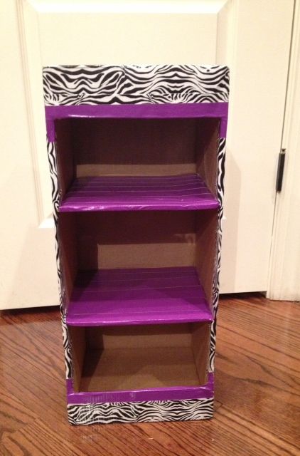 Made utilizing cardboard box and duct tape. Sturdy enough to hold cosmetics, nail polish, office supplies and more.Designed to your liking. Plastic Drawer Makeover, Zebra Print Bedroom, Duct Tape Projects, Cardboard Crafts Diy, Diy Storage Boxes, Duct Tape Crafts, Plastic Shelves, Diy Cardboard Furniture, Cardboard Box Crafts