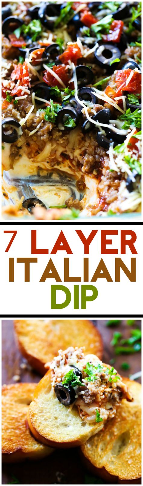 7 Layer Italian Dip Italian Dip, Layer Dip, Italian Appetizers, 7 Layer, Think Food, Football Food, Food Heaven, Snacks Für Party, Yummy Dips