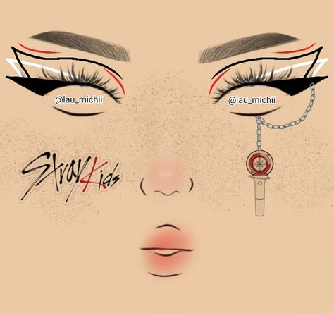 Drawing On Face Makeup, Straykids Makeup Inspiration, Stray Kids Inspired Makeup, Stray Kids Makeup Inspired, Straykids Makeup, Stray Kids Makeup, Skz Makeup, Makeup Ideas Drawing, Makeup Egirl