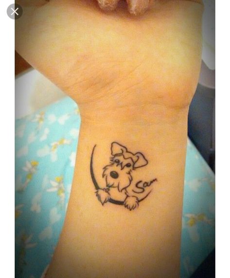 Cycling Tattoo, Small Dog Tattoos, Bow Tattoo Designs, Mini Schnauzer Puppies, Dog Memorial Tattoos, Pawprint Tattoo, Bow Tattoo, Lily Tattoo, Love My Dog