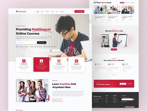 Student education course LMS website by Md Yeasin Arafat 🔥 on Dribbble Student Website Design, Online Learning Website Design, Education Website Design, Education Landing Page, Learning Website Design, Student Hostel, Student Exchange Program, Landing Page Ui, Profile Website