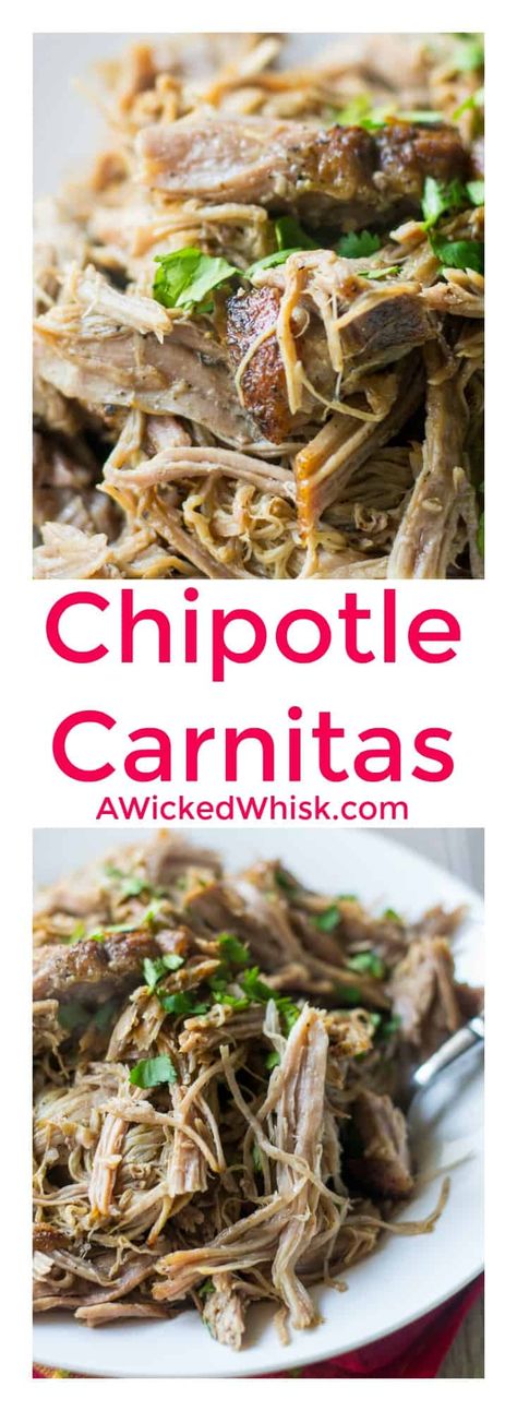 Chipotle Carnitas is easy to make right in your slow cooker. A few spices and the secret ingredient and your Chipotle Carnitas will be the star every time!! | A Wicked Whisk | https://www.awickedwhisk.com #chipotle #chipotlecarnitas #chipotlecarnitasrecipe #chipotlefood #chipotlecopycat #chipotlecopycatrecipes #carnitas #slowcookercarnitas #carnitascrockpot #carnitasrecipe #carnitasporkcarnitas Chipotle Carnitas Recipe, Chipotle Carnitas, Chipotle Menu, Chipotle Copycat Recipes, Slow Cooker Carnitas, Carnitas Recipe, Easy Meal Ideas, Secret Ingredient, Food Bloggers