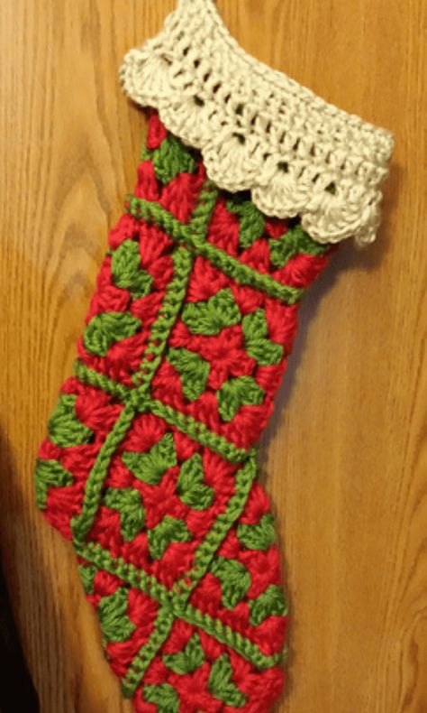 Easy Crochet Stocking, Stockings Crochet, Crochet Stocking Pattern, Granny Square Stocking, Granny Stockings, Christmas Knits, Granny Christmas, Crochet Christmas Stocking Pattern, Crochet Stocking