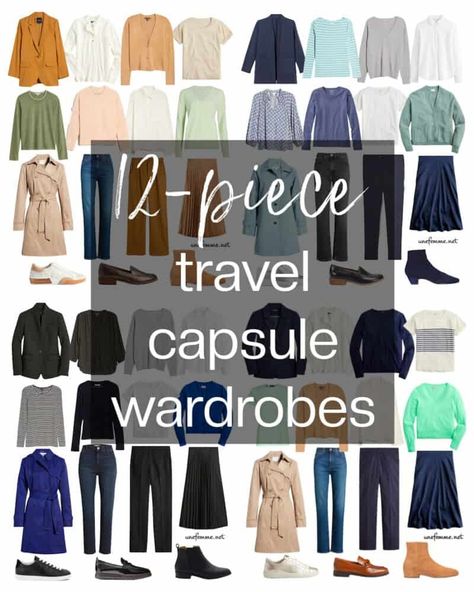 12-piece travel capsule wardrobes - une femme d'un certain âge Fall Weekend Travel Capsule Wardrobe, 30 Day Travel Wardrobe, Travelling Capsule Wardrobe, Travel Light Capsule Wardrobe, Travel Color Palette Capsule Wardrobe, Capsule Wardrobe 2 Weeks Europe, Travel Capsule Wardrobe For Over 60, Travel Capsule For Women Over 60, Colorful Travel Capsule Wardrobe