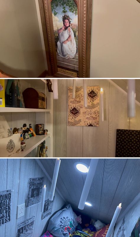 Harry Potter Closet, Harry Potter Book Nook, The Murphy Door, Cupboard Under The Stairs, Secret Rooms In Houses, Closet Under Stairs, Basement Steps, Organization Binder, Brothers Room