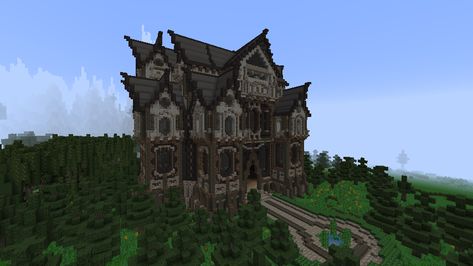 Minecraft Creepy House, Goth Minecraft Ideas, Goth Minecraft House, Goth Minecraft Builds, Minecraft Gothic House, Goth Minecraft, Minecraft Reference, Minecraft Hacks, Mc Ideas