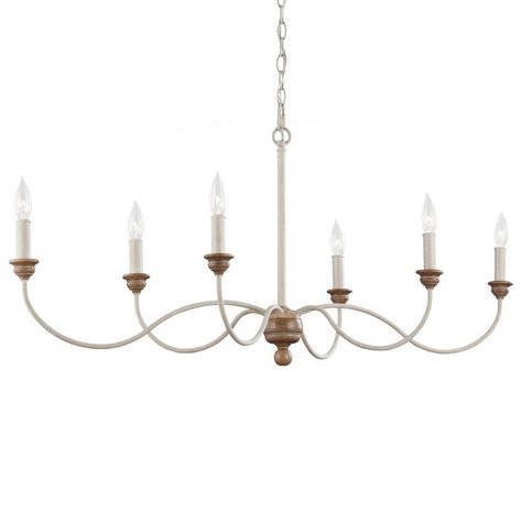 Feiss Hartsville 42.5 in. W. 6-Light Chalk Washed/Beachwood Single Tier Chandelier Farmhouse Candlesticks, Candlestick Chandelier, Feiss Lighting, Country Chandelier, Tier Chandelier, Transitional Chandeliers, Elegant Chandeliers, Farmhouse Chandelier, Wood Chandelier