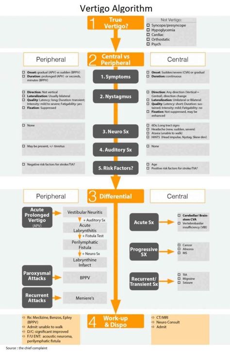 Vertigo Algorithm and Differential Diagnosis Vertigo Symptoms, Hospital Medicine, Types Of Strokes, Differential Diagnosis, Ear Pressure, Severe Headache, Atrial Fibrillation, Post Grad, Med School