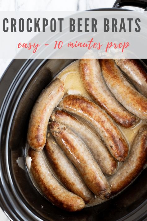 Brats Crockpot, Bratwurst Recipes Crockpot, Brats With Sauerkraut, Slow Cooker Brats, Brats In Crockpot, Sauerkraut And Potatoes, Beer Brats Recipe, How To Cook Brats, Grilled Brats