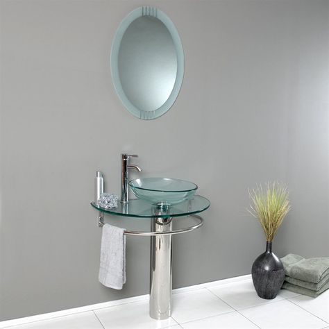 Glass Bathroom Vanity, Pedestal Sink Bathroom, Stainless Steel Bathroom Vanity, Vessel Sink Vanity, 30 Bathroom Vanity, Glass Countertops, Glass Vessel Sinks, Pedestal Sinks, Glass Sink