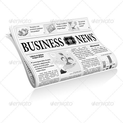 Folded Newspaper Business News with Articles and Graph, isolated on white background, vector Folded Newspaper, Digital News, Information Graphics, Business Opportunity, Henry Ford, Cloud Services, Link Building, Digital Content, Business News