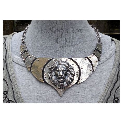 Metalwork LION Necklace Cersei Lannister Game of Thrones Medieval... ❤ liked on Polyvore featuring jewelry, necklaces, leather necklace, lion jewelry, black and silver necklace, black silver jewelry and lion necklace Lannister Jewelry, Armor Necklace, Lannister House, Game Of Thrones Jewelry, Dragon Oc, Lion Jewelry, Lion Necklace, Lion Pendant, Cersei Lannister