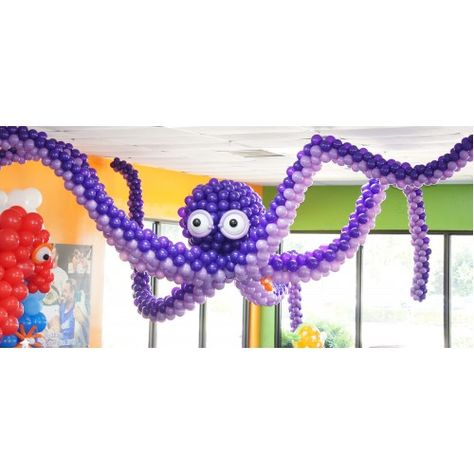 Balloon Octupus - Portal USARTBALLOONS Octopus Balloon, Balloon Decorations Without Helium, Octonauts Party, Under The Sea Decorations, Parade Ideas, Mermaid Party Favors, Balloons Decorations, Childs Play, Balloon Twisting