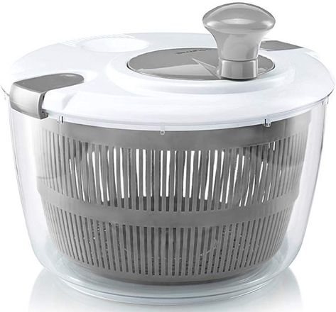 Amazon.com: Gourmia GSA9240 Jumbo Salad Spinner - Manual Lettuce Dryer With Crank Handle & Locking Lid, BPA Free and Top Rack Dishwasher Safe, (5L): Kitchen & Dining Salad Spinners, Spring Salad Recipes, Salad Spinner, Fridge Storage, Vinaigrette Dressing, Dishwasher Racks, Kitchen Utensils Gadgets, Salad Bowls, Washer And Dryer