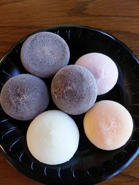 Home-made mochi ice cream (flavors include chocolate-peanut butter, dark chocolate chip, chocolate-espresso, lychee, passion fruit and sakura.) Home Made Mochi, Passion Fruit Mochi, Chocolate Butter Mochi Recipe, Poi Mochi, Hawaiian Mochi, Hawaiian Butter Mochi, Mochi Ice Cream, Chocolate Espresso, Ice Cream Flavors