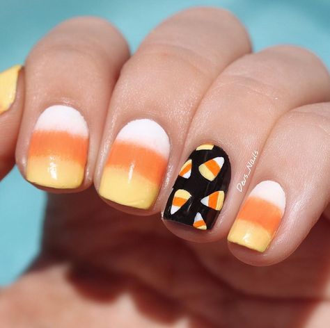 Candy Corn Nails Short, Candy Corn Nail Designs, Candy Corn Nails Halloween, Halloween Candy Corn Nails, Candy Corn Nail Art, Candy Corn Ombre Nails, Candy Corn Acrylic Nails, Nail Designs Candy Corn, Candy Corn Nails Ombre