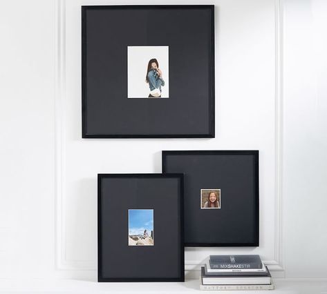 Pottery Barn Picture Frames, Photo Wall Layout, Personalized Gallery Wall, Contemporary Sectional Sofa, Hallway Wall, Gallery Wall Frames, Mat Board, Home Office Design, Barn Wood