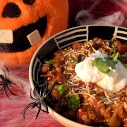 Spooky Slow Cooker Turkey Lentil Chili - Allrecipes.com  #MyAllrecipes #AllrecipesAllstars #AllrecipesFaceless Potluck Main Dish, Halloween Potluck Recipes, Turkey Lentil Chili, Halloween Potluck Ideas, Turkey Lentil, Lentil Chili Recipe, Baked Dinners, Fall Potluck, Best Potluck Dishes