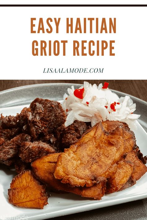 into cubes Add pork shoulder, thyme,  and salt into your pressure cooker Griot Haitian Recipe, Haitian Griot, Liquid Diet Recipes, Haitian Recipes, Bread Dipping, Haitian Food, Dipping Oil, Haitian Food Recipes, Pork Dinner