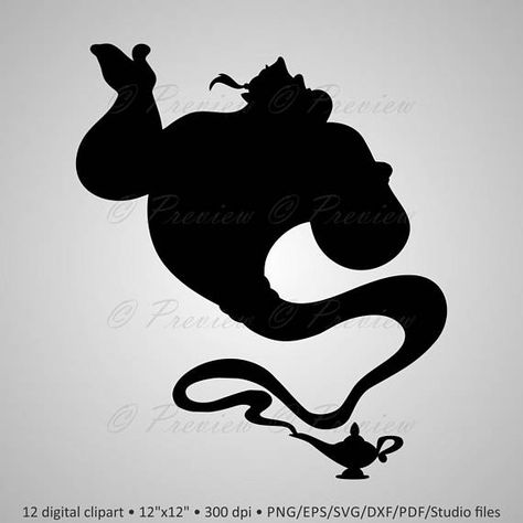 Buy 2 Get 1 Free! Digital Clipart Aladdin Silhouettes cartoon characters Gin lamp Disney party black Disney Characters Silhouettes, Silhouettes Disney, Disney Stencils, Svg Projects, Silhouette Disney, Disney Silhouette, Disney Silhouettes, Creative Christmas Gifts, Disney Designs