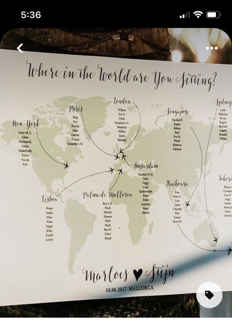 Wedding Ideas For Travelers, Sitting Wedding Ideas, Wedding Sitting Charts, Wedding Ideas Seating Chart, Sitting Charts For Weddings, Creative Wedding Seating Chart Ideas, Travel Wedding Theme Ideas, International Wedding Ideas, Unique Wedding Ideas Creative