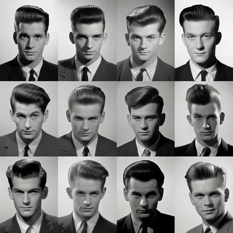 1950s Male Hairstyles, 1940 Hairstyles, 1950s Mens Hairstyles, Brylcreem Hairstyles, Outlast Trials, 50s Hairstyles Men, Pompadour Haircut, Vintage Hairstyles Tutorial, 1950s Hairstyles