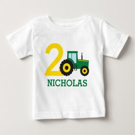 PERSONALIZED Tractor Birthday Shirt John Deere Birthday Party, John Deere Birthday, Tractor Birthday Party, Tractor Party, Tractor Birthday, Personalized Birthday Shirts, Farm Birthday, Top Baby Products, Farm Tractor