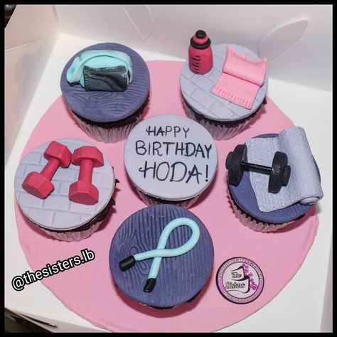 Gym Cupcakes Ideas, Gym Cake, Happy Birthday Cookie, Name Plates For Home, Birthday Cookie, Cup Cup, Beirut Lebanon, Cupcake Ideas, The Sisters