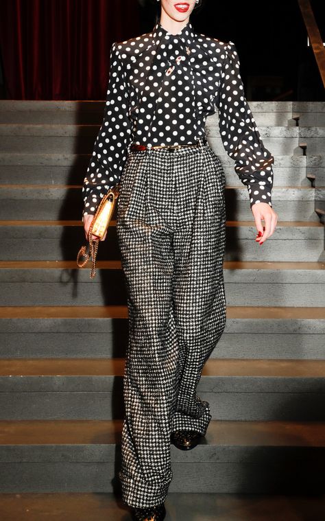 Businesses Casual, Polka Dot Shirt Outfit, Polka Dot Pants Outfit, Polka Dot Outfit, Winter Trousers, Polka Dots Outfit, Designer Profile, Urban Fashion Trends, Polka Dots Fashion