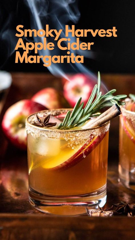 Smoky Harvest Apple Cider Margarita Thanksgiving Apple Cider, Apple Cider Cocktails, Apple Cider Margarita, Cider Margarita, Cider Cocktail Recipes, Apple Cider Punch, Cider Cocktail, Best Apple Cider, Orange Liquor