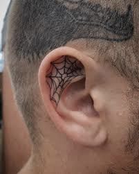 Barbed Wire Ear Tattoo, Ear Tatoos Man, Black Ear Tattoo, Goth Ear Tattoo, Men’s Ear Tattoo, Spider Ear Tattoo, Spider Web Ear Tattoo, Spiderweb Ear Tattoo, Simple Ear Tattoos