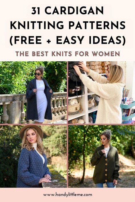 31 Cardigan Knitting Patterns (Free + Easy Ideas). Looking for some new cardigan knitting patterns? Look no further! We've compiled a list of 31 free and easy knitting patterns to help you create the perfect cozy cardigan for any occasion. Free Knitting Patterns Sweaters & Cardigans, Yarninspirations Free Knitting Patterns, Easy Knitting Patterns Free Beginner Cardigan, Easy Knit Cardigan Pattern Free Simple, Knitting For Beginners Sweaters & Cardigans, Easy Knit Cardigan Pattern Free, Free Knitting Patterns For Women Sweaters & Cardigans, Cardigan Knitting Patterns Free, Cardigan Knitting Patterns