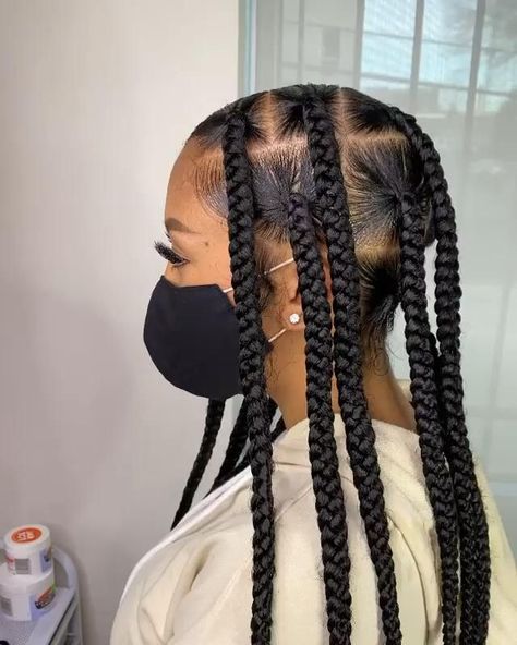 Jumbo Large Knotless Box Braids, Big Box Braids Jumbo Protective Styles Natural Hair, Jumbo Part Knotless Braids, Extra Jumbo Knotless Box Braids, 6 Jumbo Box Braids, Jumbo Knotless Box Braids, Hairstyles Scarf, Bow Wedding Hair, Wedding Hair Bow