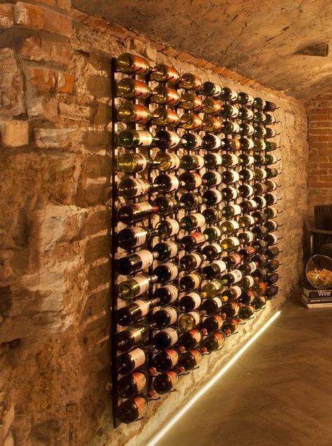 Rustic Wine Cellar, Wine Wall Display, Lobby Lighting, Wine Cellar Basement, Ideas Habitaciones, Wine Cave, Home Wine Cellars, Wine Cellar Design, Wine Rack Storage