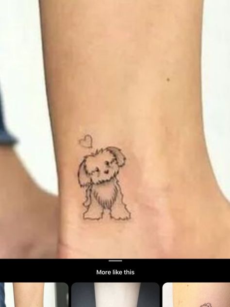 Maltipoo Tattoo, Poodle Tattoo, Small Dog Tattoos, Tattoos For Dog Lovers, Maltese Poodle, Fine Line Tattoo, Line Tattoo, Dog Tattoo, Fine Line Tattoos