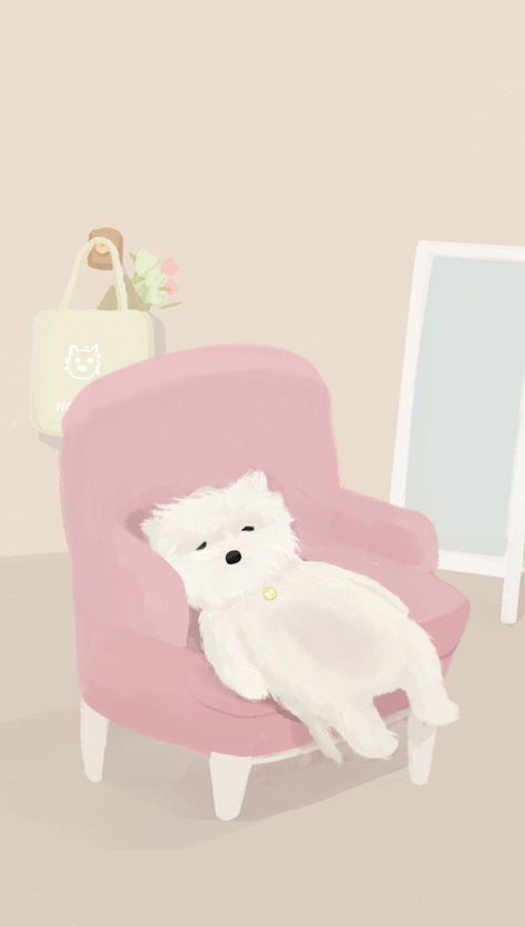 White Dog Aesthetic, Cute White Dogs, Dog Aesthetic, Bow Wallpaper, Happy Wallpaper, Simple Phone Wallpapers, Whatsapp Wallpaper, Iphone Wallpaper Photos, Pastel Pink Aesthetic