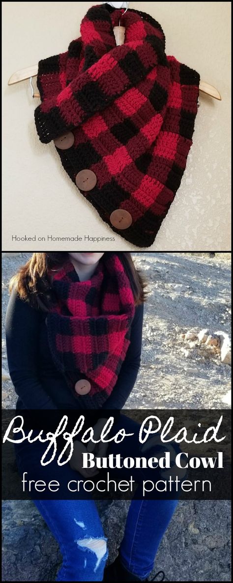 Buffalo Check Cowl Crochet Pattern Crochet Buffalo, Cowl Crochet Pattern, Plaid Crochet, Cowl Crochet, Haken Baby, Scarf Crochet Pattern, Crochet Cowl, Crochet Poncho, Knit Or Crochet