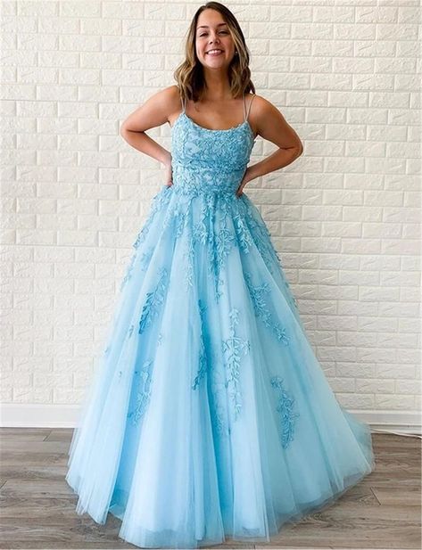 9aa42b31882ec039965f3c4923ce901bdesc51118004ri Grad Dresses Light Blue, Prom 2025 Dresses, Royal Blue Grad Dress, Graduation Dress Long, Light Blue Formal Dress, Blue Hoco Dress, Blue Tulle Prom Dress, Blue Lace Prom Dress, Sky Blue Prom Dress