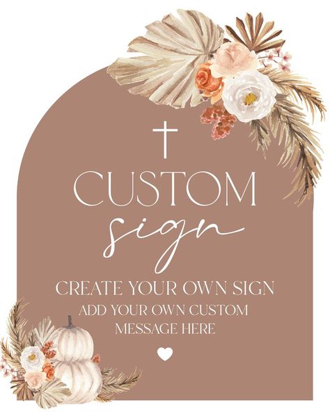 Fall Custom Baptism Sign Template, Fall Pumpkin Christening Custom Sign, Custom First Communion Sign, Arch Boho Pampas Grass Pumpkin Sign Fall Baptism Decorations, Fall Arch, Boho Baptism, Fallen Arches, Pumpkin Template, Baptism Decorations, Pumpkin Sign, Baptism Party, Boy Baptism