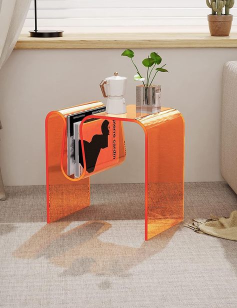 Room Bedside Table, Small End Table, Acrylic Side Table, Side Table Small, Magazine Table, Table For Bedroom, Small End Tables, Acrylic Furniture, Table For Living Room