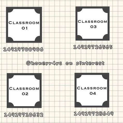 Bloxburg Dorm Number Decals, Classroom Codes Bloxburg, School Picture Codes Bloxburg, School Signs Bloxburg, Bloxburg High School Logo Codes, Bloxburg Decals For School, Bloxburg School Timetable Code, Reception Decals Bloxburg, Roblox School Id Codes