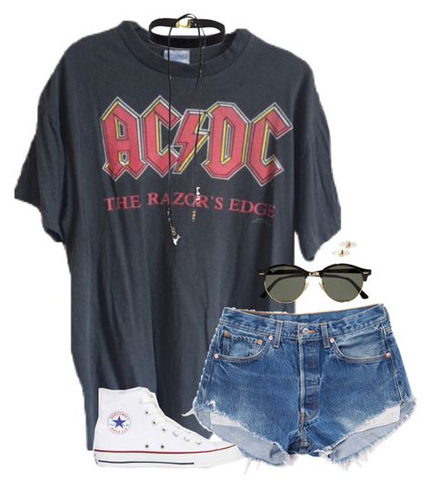 "abc acdc" by tessorastefan ❤ liked on Polyvore featuring BÃ¸lo, Converse, Ray-Ban and Kendra Scott Ac/dc Outfit, Outfits With Tshirts, Acdc Outfit, Surfergirl Style, Punk Outfit, Spring School, Model Citizen, Teenage Outfits, Ideas Clothes