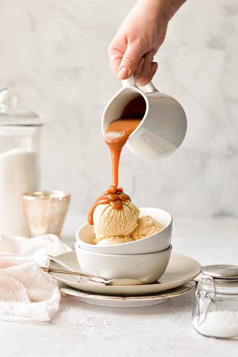 Homemade Salted Caramel, Ice Cream Photography, Salted Caramel Ice Cream, Shortbread Bars, Caramel Ice Cream, English Toffee, Caramel Brownies, Salted Caramel Sauce, No Churn Ice Cream