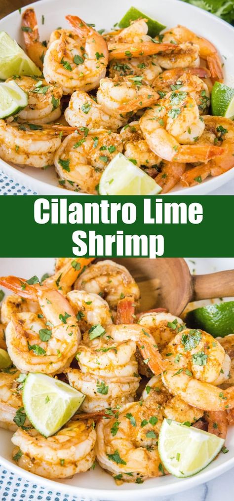 A mouth-watering cilantro lime shrimp recipe that is the perfect choice for seafood lovers. With its zesty lime flavor and lots fresh cilantro, this dish is sure to impress. Try it out today! Shrimp And Cilantro Recipes, Cilantro Recipes Ideas, Recipes With Limes, Cilantro Lime Shrimp Salad, Shrimp Cooked In Lime Juice, Fresh Shrimp Recipes, Shrimp With Cilantro Lime Rice, Cilantro Lime Shrimp Marinade, Shrimp Lime Cilantro