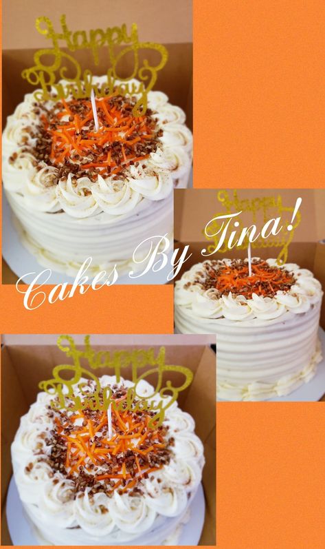 Carrot cake birthday cake! Carrot Cake Design Ideas Birthday, Carrot Cake Birthday Cake Decorations, Carrot Cake Birthday Cake, Carrot Cake Design, Carrot Cake Decorating Ideas, Cupcakes Aesthetic, Carrot Cake Decoration, Birthday Cale, Simple Cakes