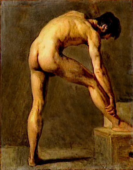 Misc. academic figure drawings from 18th to early 20th century.                                                   Figure Study - Seat... Pierre Auguste Cot, Art Of Man, Queer Art, Louvre Museum, Naha, Male Figure, Gay Art, Human Figure, Male Art