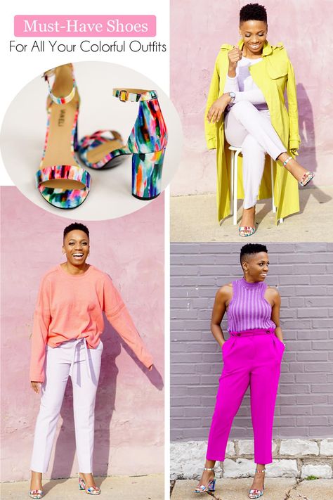 This Must-Have Shoe Will Complete ALL Your Colorful Outfits (sponsored) #lovemymarmi Multicolor Heels, Multi Colored Heels, Colored Heels, Colorful Outfits, Heels Outfits, Hand Crochet Baby Blanket, Heels For Women, Beautiful Color Combinations, Budget Fashion